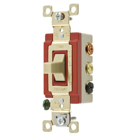 Bryant Toggle Switch, Double Pole- Double Throw Center Off, 20A120/277V AC, Back and Side Wired 4925I